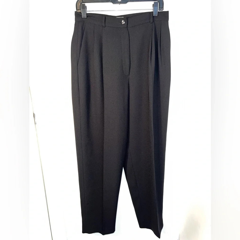 Charles Glueck, focus 2000, sz12 black, pleated w/ pockets pants. 100%moss crepe